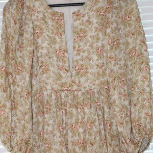 By TiMo Sage and Coral Mini Long Sleeve Sundress Quilted Detail